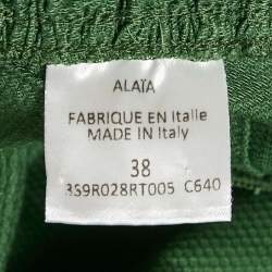 Pre Owned Alaia Green Cotton Lace -Up Gathered Mini Dress M