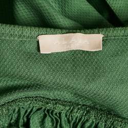 Pre Owned Alaia Green Cotton Lace -Up Gathered Mini Dress M