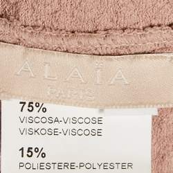 Pre Owned Alaia Beige Textured Knit Flared 2 Piece Dress M