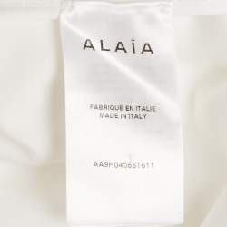 مملوكة مسبقًا Alaia White Poplin High-Neck Crop Top S