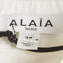 مملوكة مسبقًا Alaia White Poplin High-Neck Crop Top S