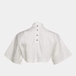 مملوكة مسبقًا Alaia White Poplin High-Neck Crop Top S