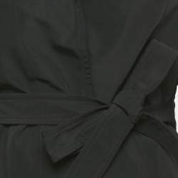 Pre Owned Alaia Black Synthetic Wrap Around Hooded Biker Jacket S 
