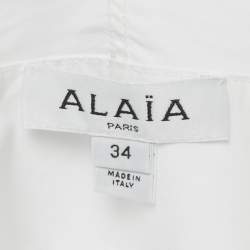 Pre Owned Alaia White Cotton Hooded Wrap Bodysuit Top S