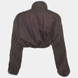 مملوكة مسبقًا جاكيت علايا بوليستر بورجوندي بأزرار أمامية قصير مقاس صغير (سمول)