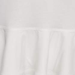 Pre Owned Alaia White Cotton Crew Neck Peplum T-Shirt S
