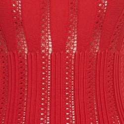 Pre Owned فستان علايا قصير بلا أكمام محيك بملمس محكم بلون أحمر فاتح مقاس وسط (ميديوم)