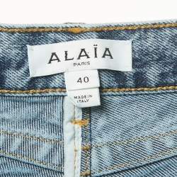 Pre Owned Alaia Blue Denim High Rise Balloon Jeans M Waist 27"
