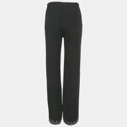 Pre Owned Alaia Black Crepe Embellished Detail Trousers M