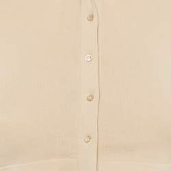 Pre Owned Alaia Beige Jersey Button Front Cropped Cardigan M
