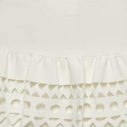 Pre Owned Alaia White Eyelet Knit Mini Skirt S 