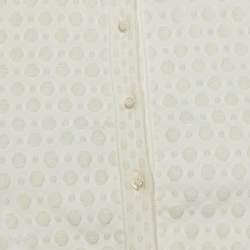 Pre Owned Alaia Ivory Dotted Jacquard Button Front Bolero M 