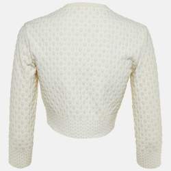 Pre Owned Alaia Ivory Dotted Jacquard Button Front Bolero M 