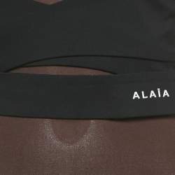 Pre Owned Alaia Brown Jersey Belted Midi Dress S