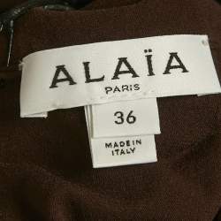 Pre Owned Alaia Brown Jersey Belted Midi Dress S