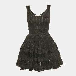 مملوكة مسبقًا Alaia Black Lurex Knit Flared Mini Dress XS