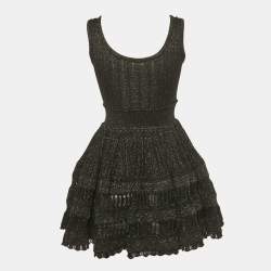 مملوكة مسبقًا Alaia Black Lurex Knit Flared Mini Dress XS