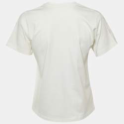 مملوكة مسبقًا تي شيرت مقاس وسط ألاءيا قطن أبيض بطبعة شعار زهور رقبة دائرية