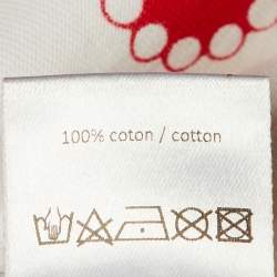 مملوكة مسبقًا تي شيرت مقاس وسط ألاءيا قطن أبيض بطبعة شعار زهور رقبة دائرية