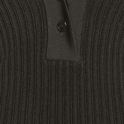 Pre Owned Alaia Black Shiny Silky Rib Knit Flared Mini Dress S