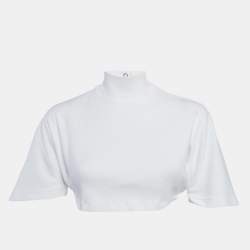 مملوكة مسبقًا Alaia White Jersey Crop Polo T-Shirt XS