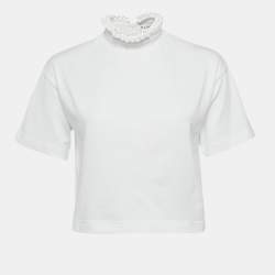 Pre Owned Alaia White Cotton Jersey Cropped T-Shirt XS