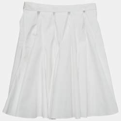 Pre Owned Alaia White Cotton Cut-Out Flared Mini Skirt S