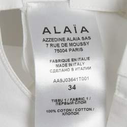 Pre Owned Alaia White Cotton Cut-Out Flared Mini Skirt S