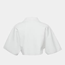 Pre Owned Alaia White Stretch Crepe Crop Top S