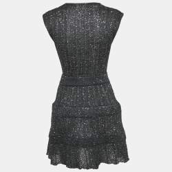 مملوكة مسبقًا Alaia Navy Blue Sequins Lurex Knit Mini Dress S