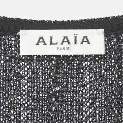 مملوكة مسبقًا Alaia Navy Blue Sequins Lurex Knit Mini Dress S
