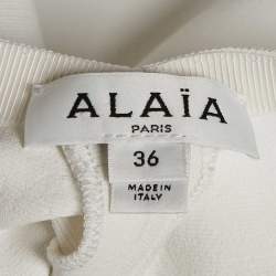 Pre Owned Alaia White Stretch Crepe Skater Mini Skirt S