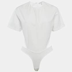 مملوكة مسبقًا Alaia White Cotton Dickey Bodysuit S