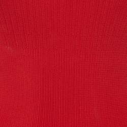 Pre Owned فستان قصير علايا أحمر نسيج مطاطي واسع مقاس صغير