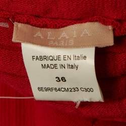 Pre Owned فستان قصير علايا أحمر نسيج مطاطي واسع مقاس صغير