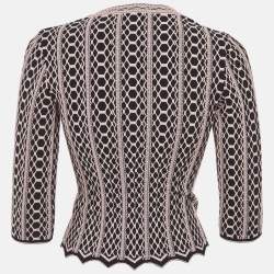 Pre Owned Alaia Black/Pink Vienne Pattern Stretch Knit Top S
