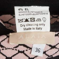 Pre Owned Alaia Black/Pink Vienne Pattern Stretch Knit Top S