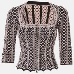 مملوكة مسبقًا Alaia Black/Pink Vienne Pattern Stretch Knit Top S