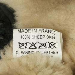 Pre Owned Alaia Brown/Black Shearling Fringed Cropped Jacket M