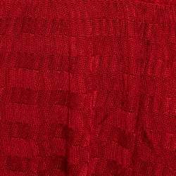 Pre Owned Alaia Red Textured Knit Flared Mini Dress L