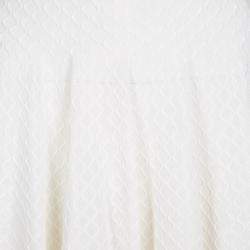 Pre Owned Alaia White Knit Embroidered Chevron Hem Fit and Flare Dress M