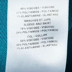 Pre Owned Alaia Teal Blue Knit Turtleneck Midi Dress M