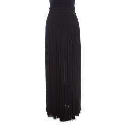Alaia Black Stretch Shirred Elasticized Waist Maxi Skirt S