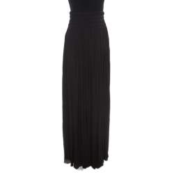 Alaia Black Stretch Shirred Elasticized Waist Maxi Skirt S