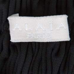 Alaia Black Stretch Shirred Elasticized Waist Maxi Skirt S