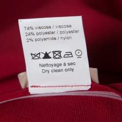 Pre Owned Alaia Ruby Red Stretch Knit Laser Cut Hem Detail Flared Mini Dress M