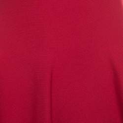 Pre Owned Alaia Ruby Red Stretch Knit Laser Cut Hem Detail Flared Mini Dress M