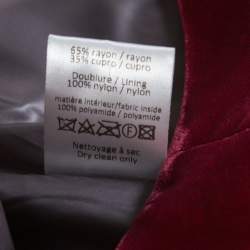 Pre Owned Alaia Burgundy Velvet Sleeveless Gathered Dress M