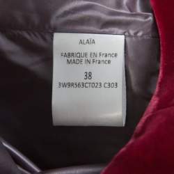 Pre Owned Alaia Burgundy Velvet Sleeveless Gathered Dress M