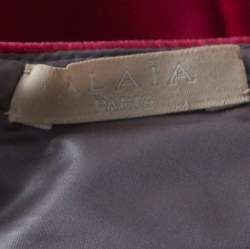 Pre Owned Alaia Burgundy Velvet Sleeveless Gathered Dress M